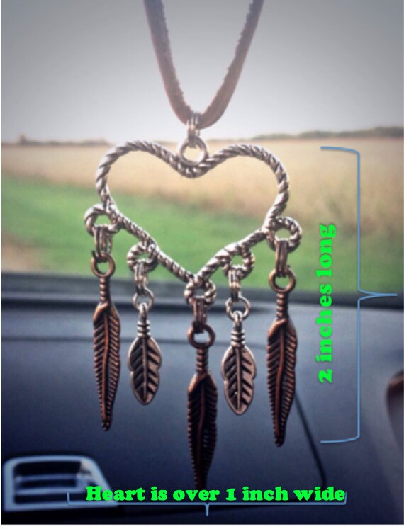 Heart Dream Catcher Mirror Hanging Rear View Mirror Rearview