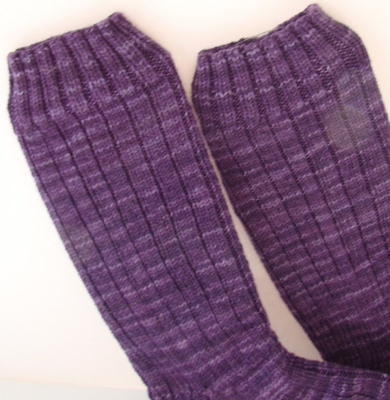 Hand Knit Purple Tonal Socks US Woman's 10-12 US by KristinKnits93