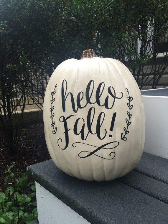 Hello Fall Vinyl decal pumpkin decal Halloween Fall DIY