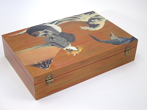 Japanese Theme Decoupaged Box Decorative By Cherylpetersondesign