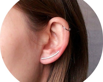 Ear crawler earrings, sterling silver, ear crawler, gold plate, rose gold plate - on top of sterling silver