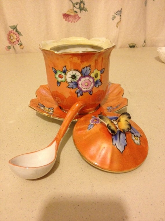 Vintage Honey/Jelly Server with Spoon Lid and by LifetimeFinds