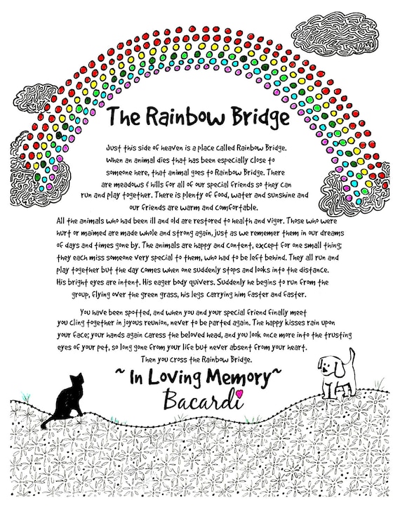 the rainbow bridge poem personalize this print with your