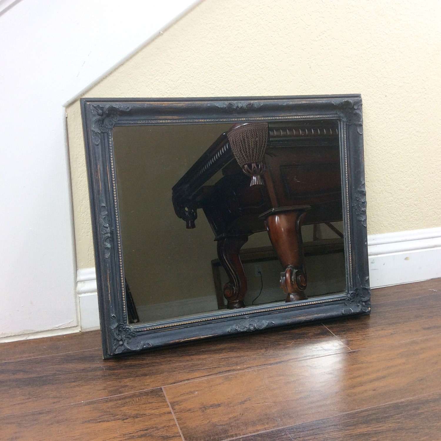 BLACK MIRROR Ornate Mirror Wall Decor Wood Framed