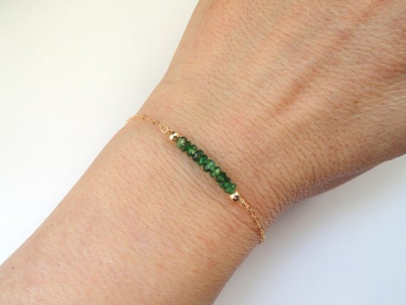 Gold emerald bracelet Emerald bracelet Gold fill emerald