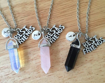 3 Crystal Best Friends Necklaces/ Triple Best Friends Initial Keyrings/ Gemstone Best Firends Trio/ Crystal Necklaces Pick Crystal