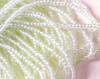 White Lined Glow in the Dark 6/0 Czech Seed Beads, 3/20" 4mm Halloween Beads, Preciosa Glow in the Dark Seed Beads