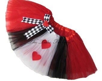 QUEEN of HEARTS Tutu . INFANT to 6X .Alice in Wonderland