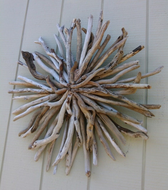 Driftwood Wall Art Sunburst Sculpture Round by BurlgirlCreations