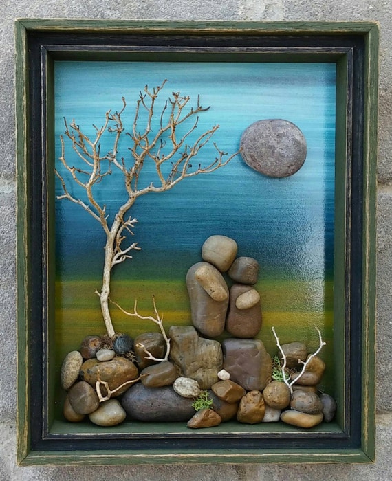 Pebble Art Rock Art Pebble Art Couple Rock Art by CrawfordBunch