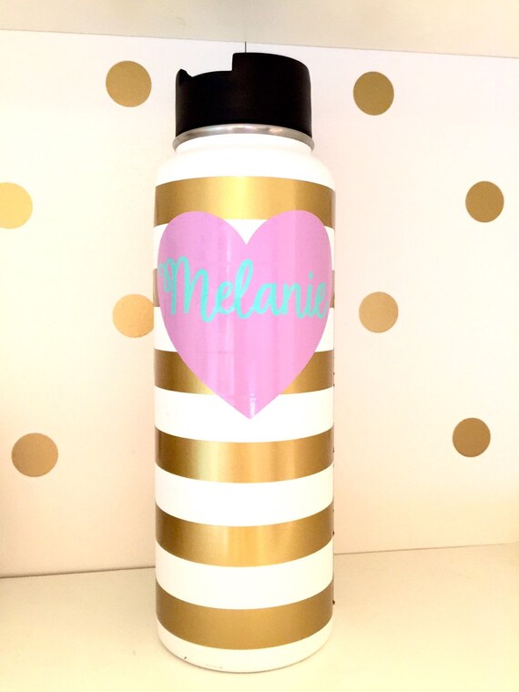 Custom Striped Vinyl Hydro Flask Wrap with by HappyTuesdaySigns