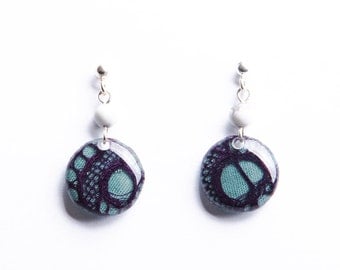 Boucles d'oreille dentelle violette - Argent 925