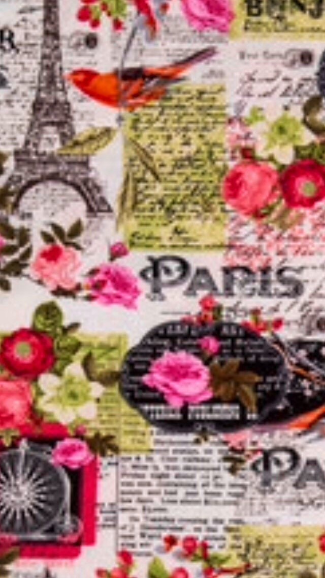 Bonjour Paris Eiffel Tower Fabric BTY 100 Cotton Quilting