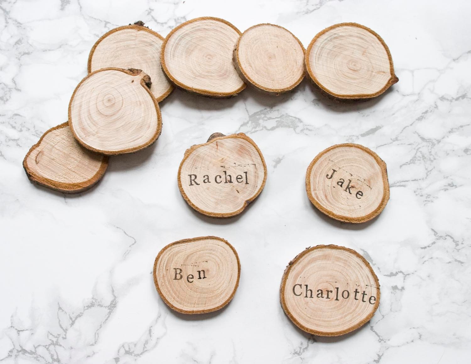 Wood Slice Place Settings / Rustic Place Cards / Escort Cards