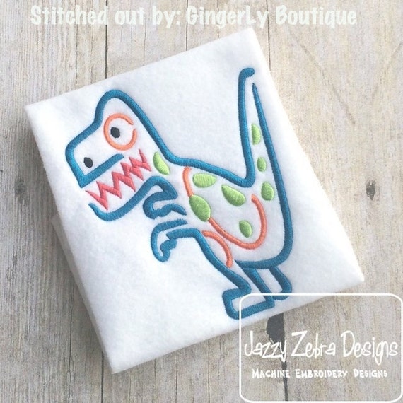 Dinosaur 5 Satin Stitch Outline Embroidery Design Dino