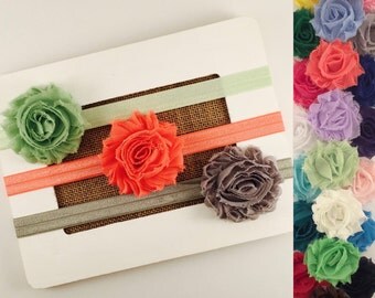 Flower girl Headband, Baby Girl Headband, Toddler Gift, Baby Girl Gift, Newborn Prop, Shabby Chiffon Flower, Vintage Headband,Headband Set