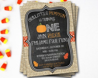 Pumpkin Birthday Invitation, Pumpkin First Birthday Invitation, Fall Birthday, Halloween Birthday, Pumpkin Invitation, DIY Printable