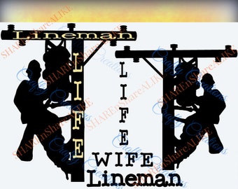 Lineman SVG Life Worker Husband Wife Silhouette Letter Font Job Pole Worker Cricut Vinyl Die cut Card Stock 2017 Shirt Hat Mug Boots Decal.