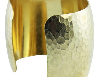 Hammered Domed Brass Cuff Bracelet 1-15/16" Wide (MSBR1044)