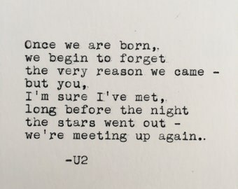 U2 Love Quote (California) Typed on Typewriter - 4x6 White Cardstock