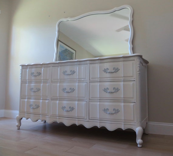 Vintage French Provincial Dresser with Mirror 9 by SoulfulVintage