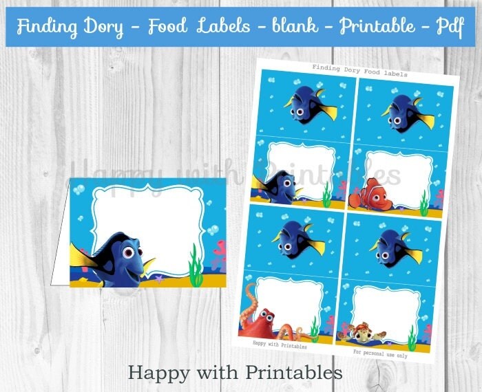 Finding Dory Food labels Blank Dory food lables Blank