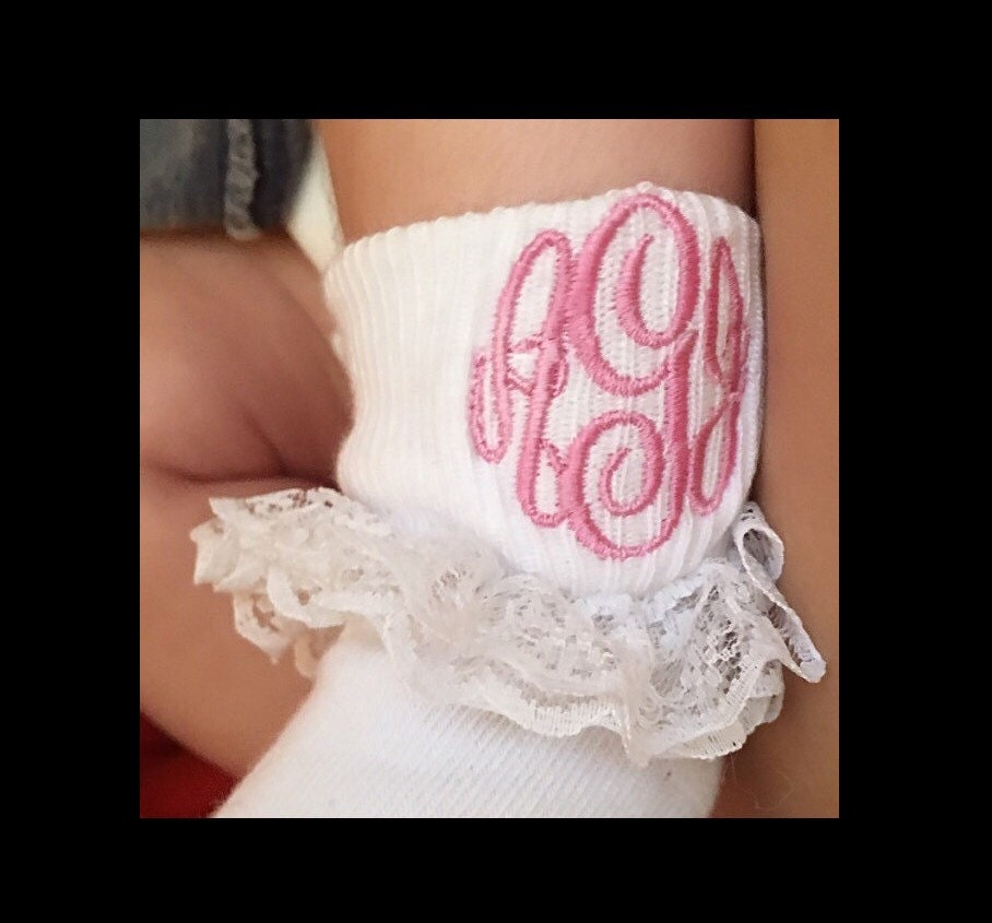 Baby Girl Monogrammed Ruffle Socks Toddler Monogrammed Ruffled