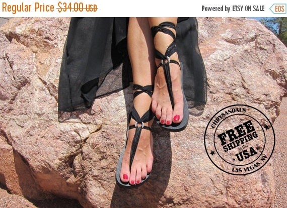 black tie up gladiator sandals