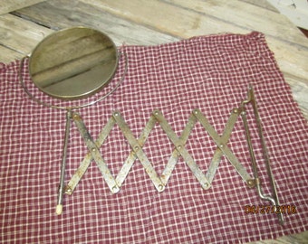 Vintage Round 6 1/4" Wall Mount Scissor Accordian Magnifying Swivel Shaving Flip Mirror Art Deco