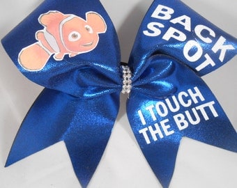 Cheer Bow Back Spot I touch the BUTT GORGEOUS Royal Blue / Navy (Dark Royal) mystique by blingitoncheerbowz