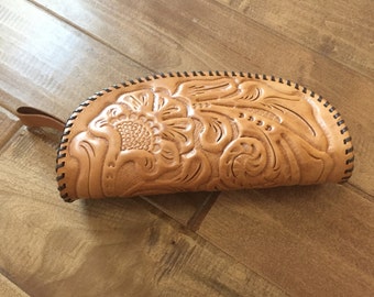 Vintage Hand Tooled Leather Clutch