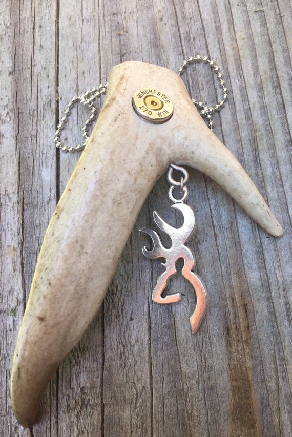 Rear view mirror charm real deer antler bullet jewelry for