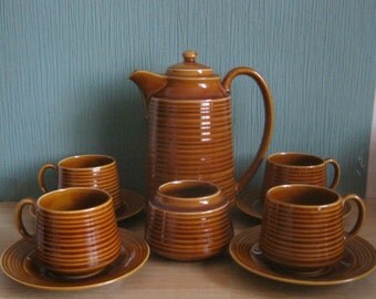 Vintage Sadler Beehive Style Treacle Glazed Coffee Pot Set