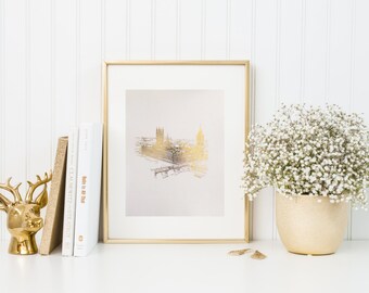 London Big Ben gold foil print