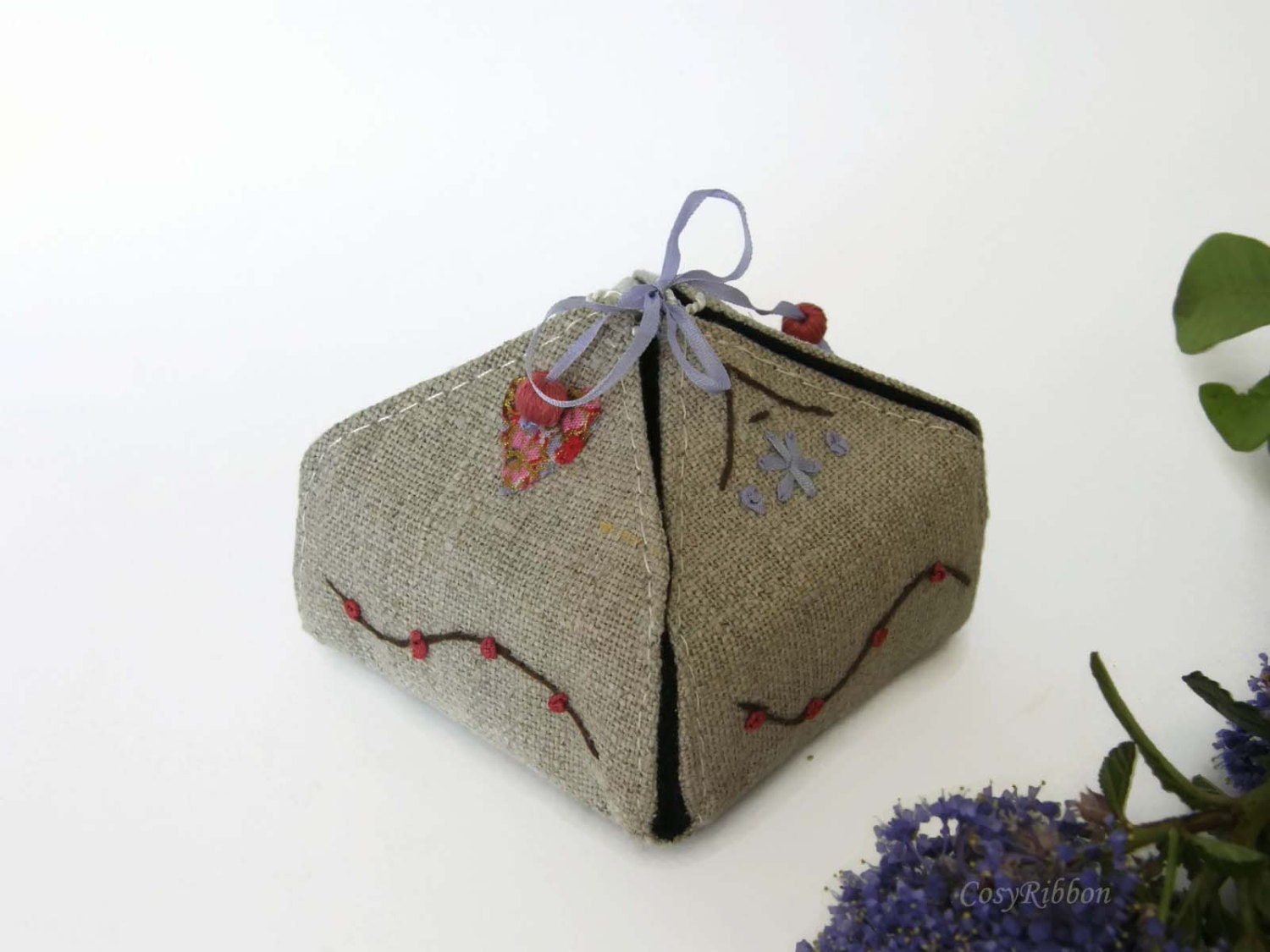 Linen Gift Box Gift Box Keepsake jewelry Box Linen and Silk