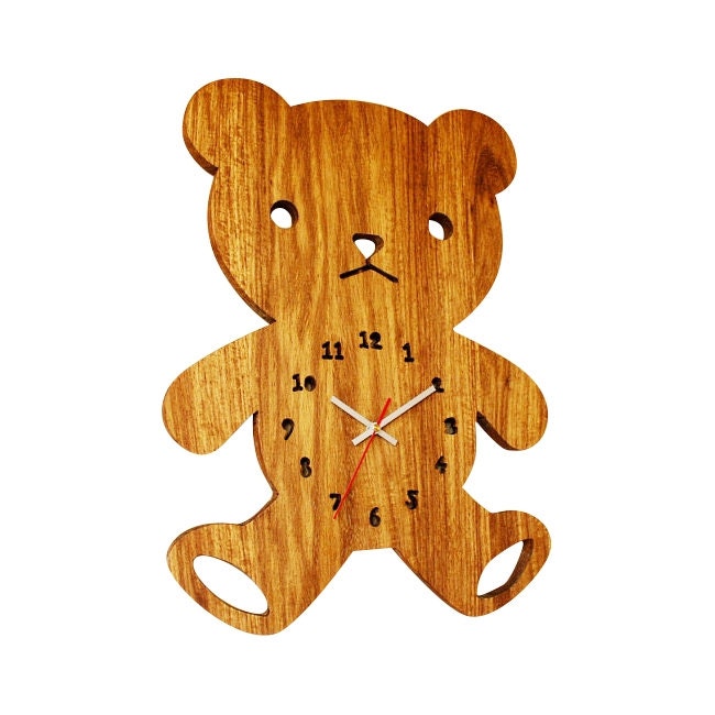 Teddy Bear Clock Wooden Wall Clock Kids Wall Clock