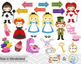 Items similar to ClipArt, Alice in Wonderland set 2 , clip art for ...