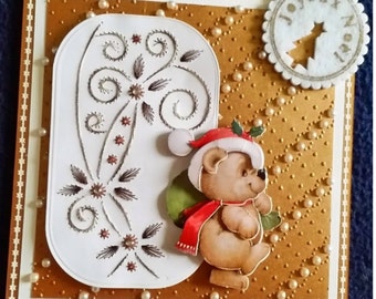 card scrap, reindeer and gift package