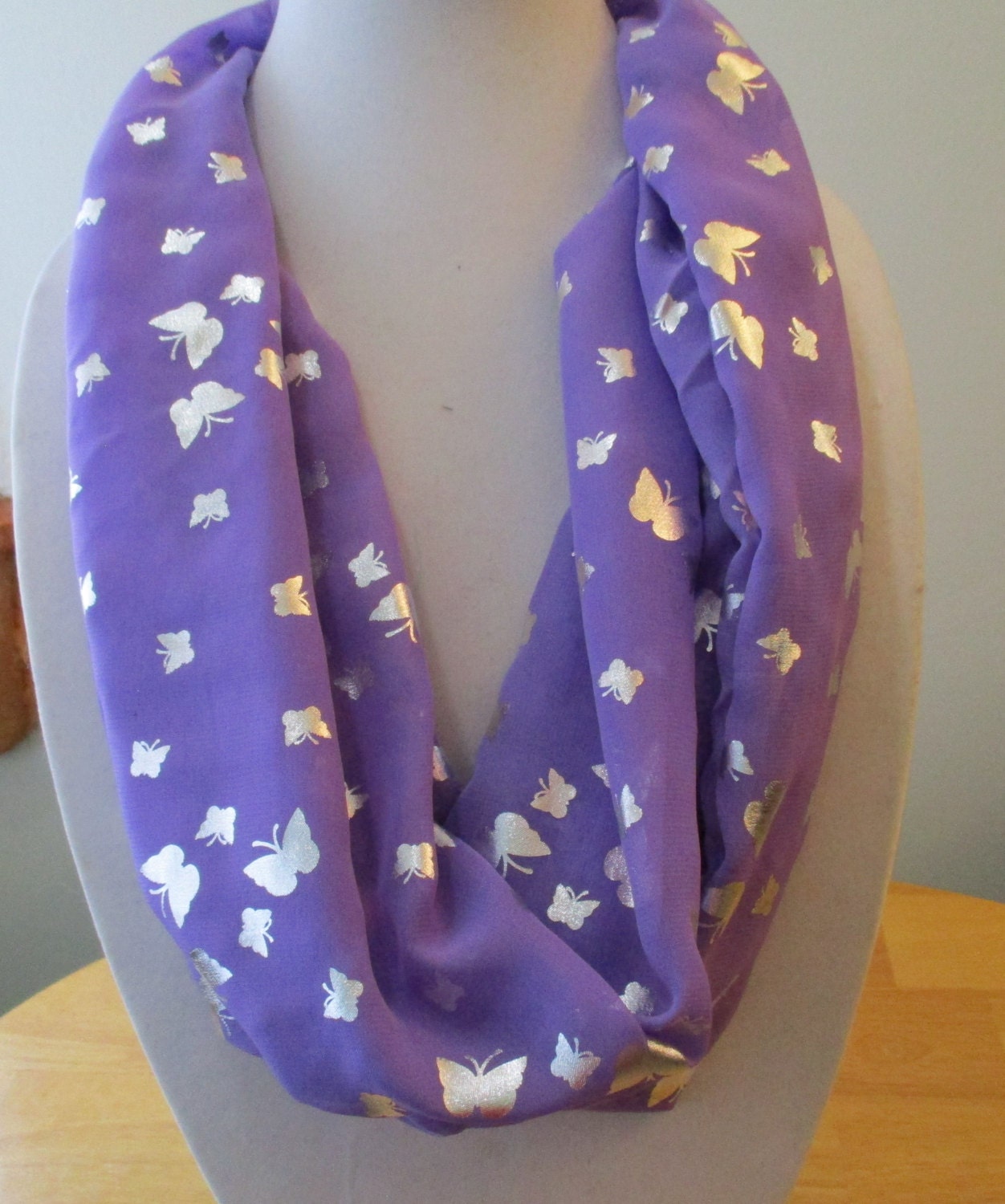 Lilac Chiffon Short Infinity Scarf Short Infinity Scarf