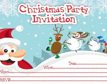 10 x Children CHRISTMAS Party Invitations