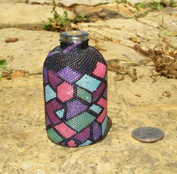 Beaded Bottle Seed Bead Bottle Art Glass