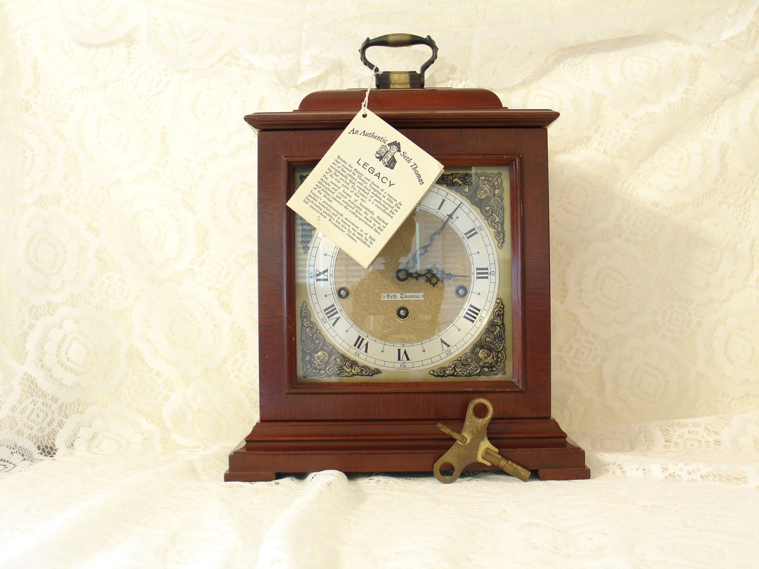 Seth Thomas Legacy 3W 8 Day Mantle Clock Original Tag