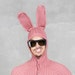 PINK BUNNY Suit for Men and Women - Blamo Hand Knit Pajamas with Pockets  - Adult Pink Rabbit One Piece Long Johns - Easter Bunny Suit