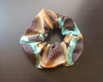 Brown and blue circled hair tie/fabric hairband