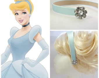 CINDERELLA HEADBAND ,Cinderella Costume, Cinderella Headpiece, Halloween Cinderella Costume Cosplay ,Light Blue Satin Headband