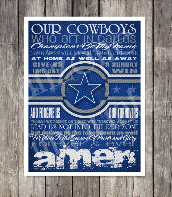 DALLAS COWBOYS Lord's Prayer Art Print 4 Sizes To