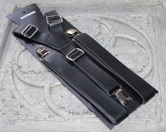 Vintage Pu Leather Adjustable Suspenders 1" width dark Brown,black,tan, Wedding man,adult,Groomsmen,Men's Suspenders,Mens suspenders,