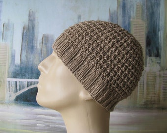 Men's Hat Pattern 'Buzz', Men's Knitted Hat Pattern, or Chemo Hat Pattern, Cotton Yarn, men's knit beanie
