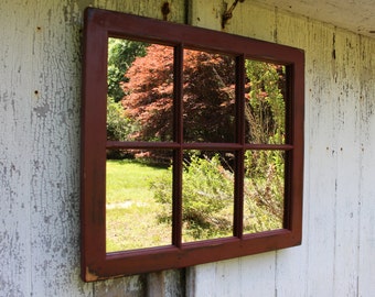 White Distressed Framed Mirror Window Mirror window by Sashmaker