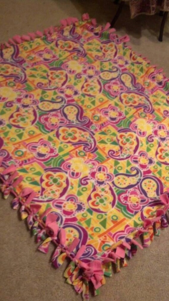 Stained Glass Fleece Blanket Paisley Throw by MaidenLongIsland